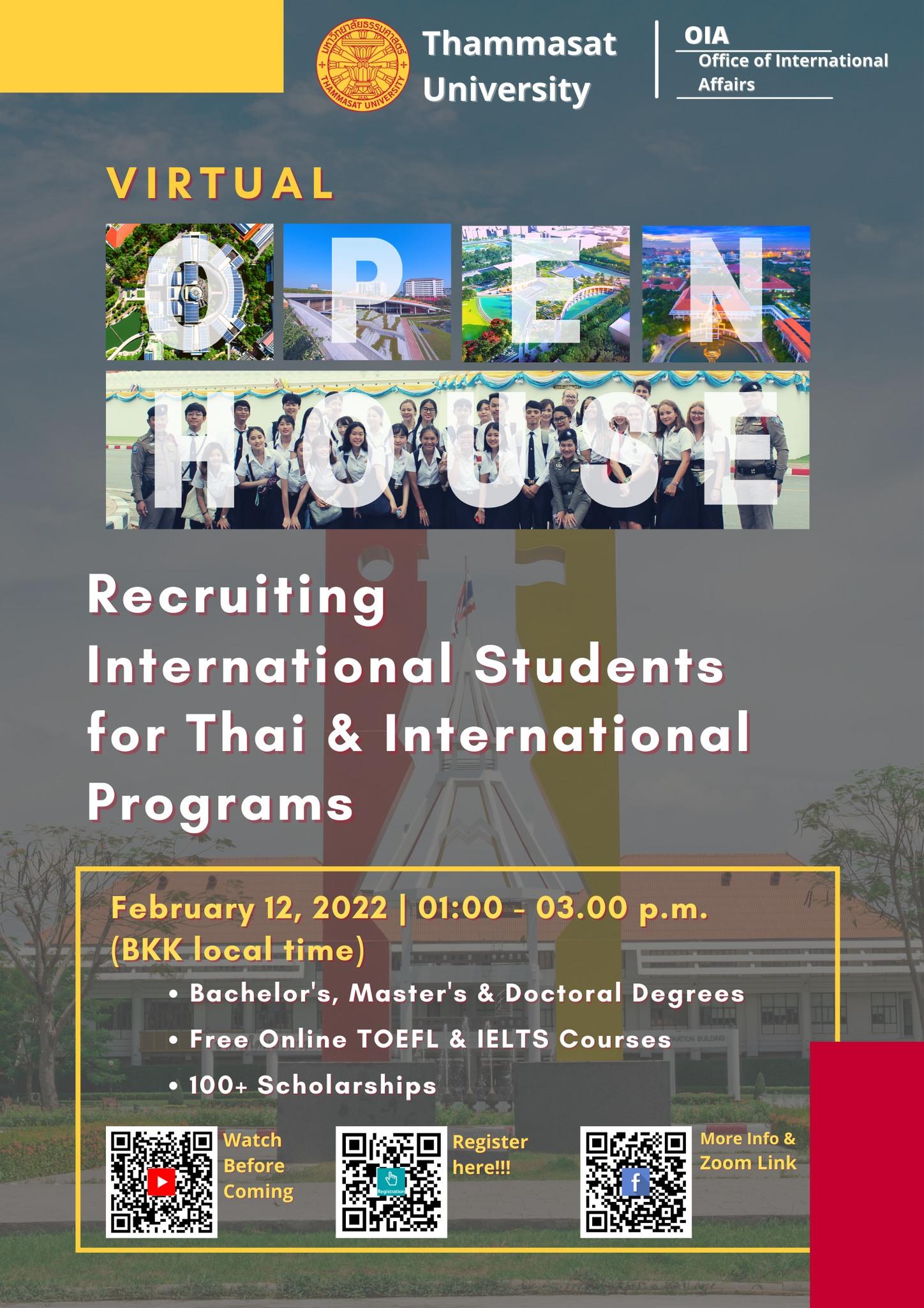 Thammasat University Virtual Open House on Feb 12, 2022